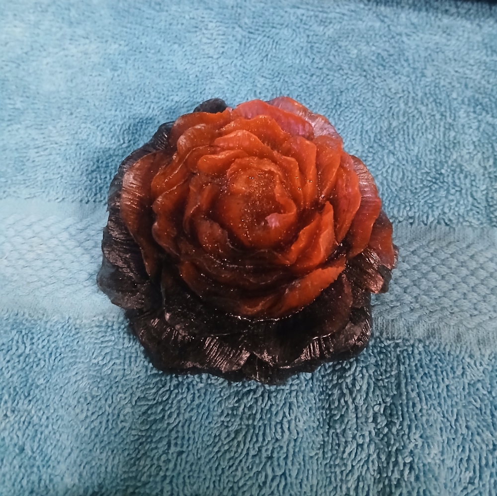 Orange and Black Rose Paperweight